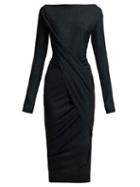 Matchesfashion.com Vivienne Westwood Anglomania - Vian Draped Asymmetric Midi Dress - Womens - Black