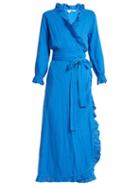 Matchesfashion.com Rhode Resort - Jagger Ruffle Trimmed Cotton Dress - Womens - Blue