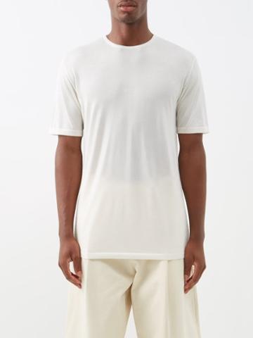 Ghiaia Cashmere - Crew-neck Cashmere-blend T-shirt - Mens - Cream
