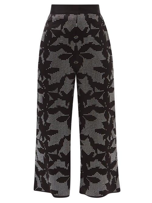 Matchesfashion.com David Koma - Cropped Crystal-embellished Wide-leg Trousers - Womens - Black Silver