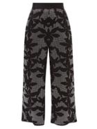Matchesfashion.com David Koma - Cropped Crystal-embellished Wide-leg Trousers - Womens - Black Silver