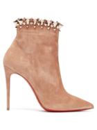 Matchesfashion.com Christian Louboutin - Firmamma 100 Studded-cuff Suede Boots - Womens - Nude