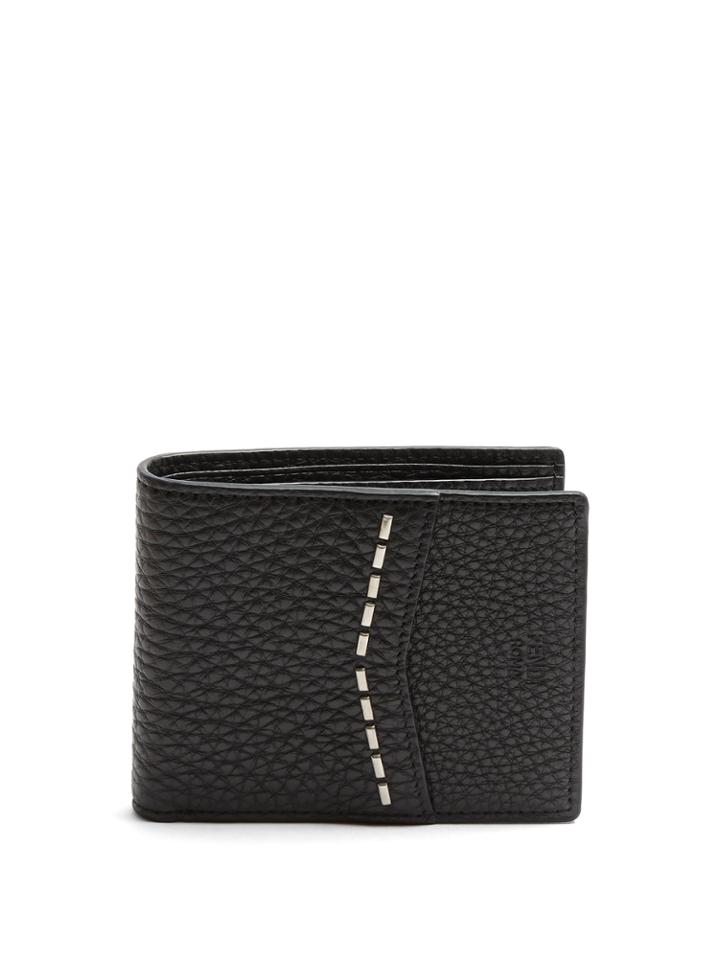 Fendi Metal-stitch Embellished Saffiano-leather Wallet