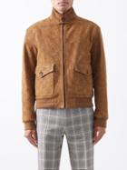 Gucci - Gg-jacquard Leather Bomber Jacket - Mens - Brown Multi