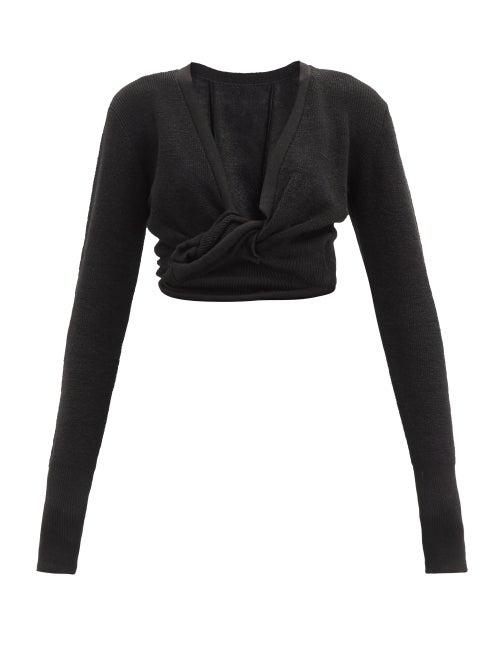 Matchesfashion.com Jacquemus - Knotted-front Cropped Linen-blend Top - Womens - Black