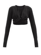 Matchesfashion.com Jacquemus - Knotted-front Cropped Linen-blend Top - Womens - Black