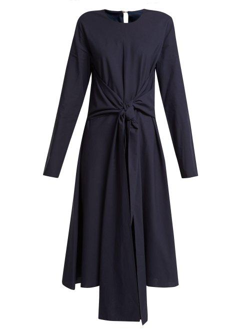 Matchesfashion.com Merlette - Kiakora Tie Front Cotton Dress - Womens - Navy