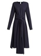 Matchesfashion.com Merlette - Kiakora Tie Front Cotton Dress - Womens - Navy
