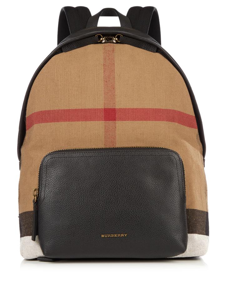 Burberry Canvas Check And Leather Backpack