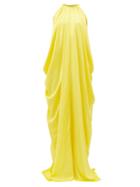 Matchesfashion.com Halpern - Halterneck Draped Satin Dress - Womens - Yellow