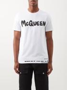 Alexander Mcqueen - Graffiti-logo Print Cotton-jersey T-shirt - Mens - White Black