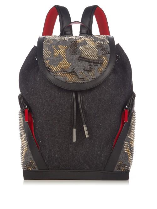 Christian Louboutin Explorafunk Felt And Spike-embellished Backpack