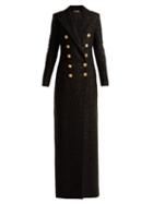 Matchesfashion.com Balmain - Double Breasted Wool Blend Tweed Coat - Womens - Black