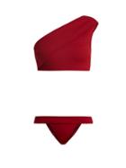 Matchesfashion.com Haight - Maria One Shoulder Bikini - Womens - Dark Red
