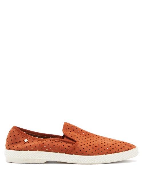 Matchesfashion.com Rivieras - Classic Perforated-suede Loafers - Mens - Dark Tan