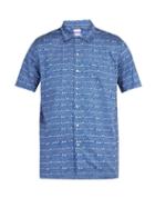 Matchesfashion.com Le Sirenuse, Positano - Faces Print Cotton Shirt - Mens - Blue