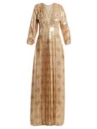 Vilshenko Ivonne Floral-print Silk-blend Lam Maxi Dress