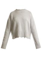 Matchesfashion.com Helmut Lang - Oversized Distressed Wool Blend Sweater - Womens - Light Grey