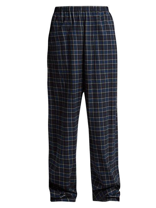 Matchesfashion.com Balenciaga - Brushed Cotton Checked Trousers - Womens - Black Blue