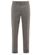 Matchesfashion.com Givenchy - Slit Hem Herringbone Wool Trousers - Mens - Black And White