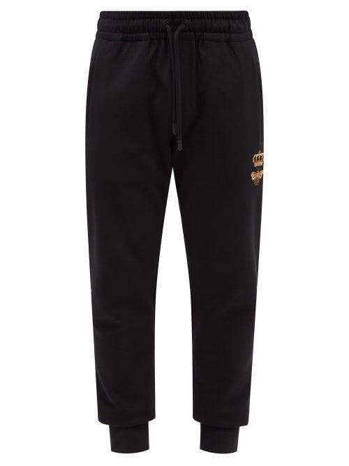Dolce & Gabbana - Bee-embroidered Cotton-blend Jersey Track Pants - Mens - Black