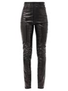 Matchesfashion.com Saint Laurent - Coated High-rise Slim-leg Jeans - Womens - Black