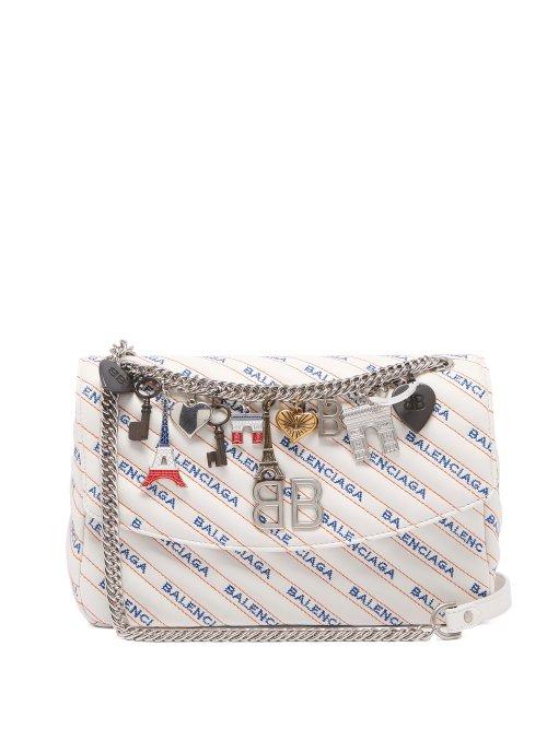 Matchesfashion.com Balenciaga - Bb Round M Leather Bag - Womens - White Multi