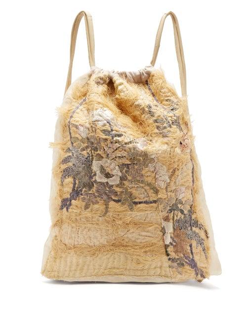 Matchesfashion.com By Walid - Jim Chinese Embroidery Drawstring Bag - Mens - Beige