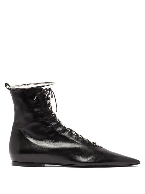 Matchesfashion.com Jil Sander - Anklet And Ring Eyelet Leather Boots - Womens - Black