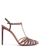 Matchesfashion.com Francesco Russo - Caged Leather Stiletto Sandals - Womens - Burgundy