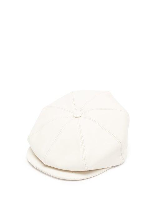 Matchesfashion.com Gabriela Hearst - Tremelo Leather Newsboy Cap - Womens - Ivory
