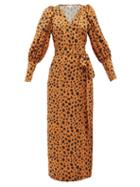 Matchesfashion.com Rhode - Aspen Cheetah-print Satin Wrap Dress - Womens - Leopard