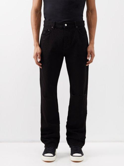 Amiri - Distressed Straight-leg Jeans - Mens - Black