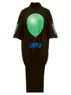 Matchesfashion.com Christopher Kane - Looner Balloon Print Cotton Dress - Womens - Black