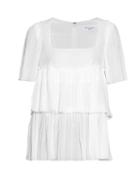 Matchesfashion.com Sonia Rykiel - Square Neck Pleated Cotton Top - Womens - White