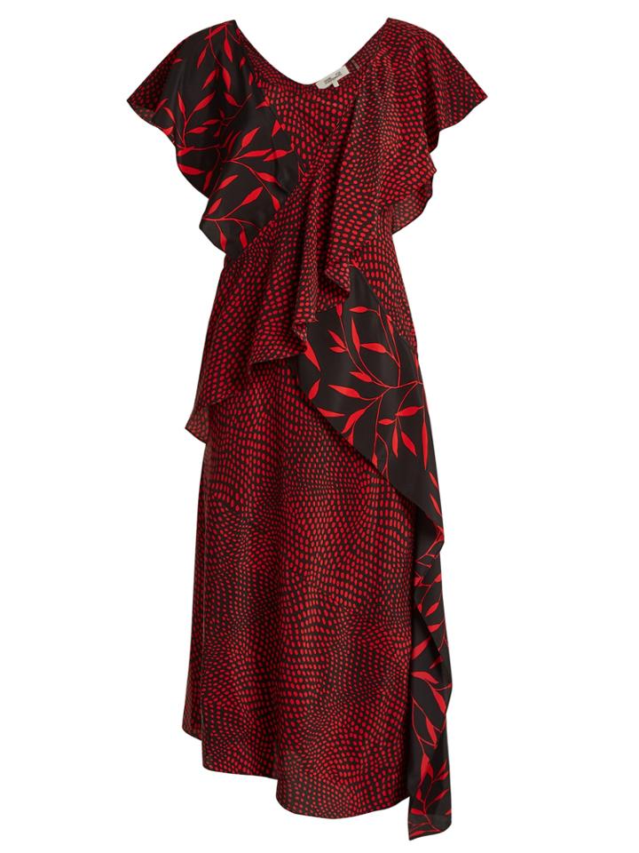 Diane Von Furstenberg Easton Dot And Shelton-print Silk Dress