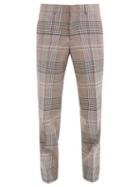Matchesfashion.com Burberry - Garment Dyed-check Wool Trousers - Mens - Brown Multi