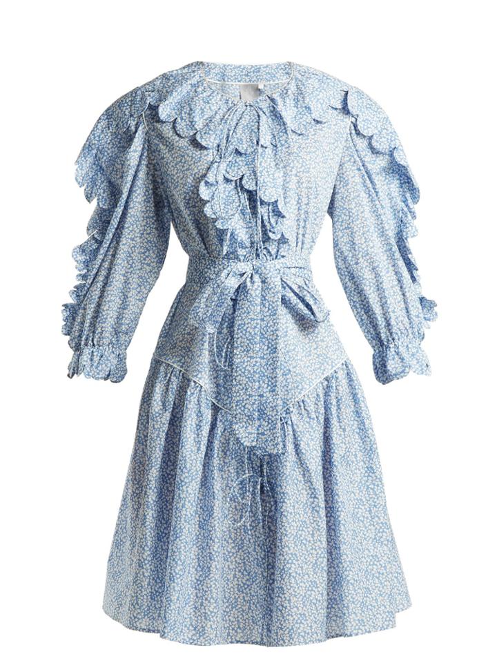 Horror Vacui Cursita Scallop Ruffle-trimmed Cotton Dress