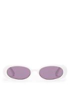 Matchesfashion.com Le Specs - Outta Love Oval Acetate Sunglasses - Womens - White