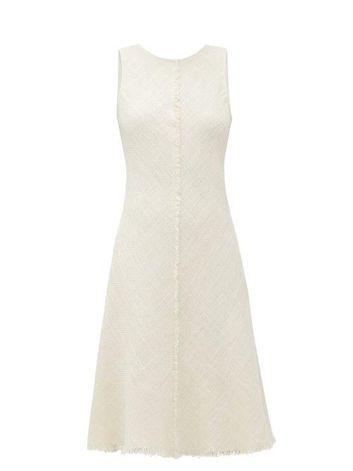 Matchesfashion.com Odyssee - Marlin Frayed-hem Cotton-blend Tweed Dress - Womens - Ivory