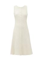 Matchesfashion.com Odyssee - Marlin Frayed-hem Cotton-blend Tweed Dress - Womens - Ivory