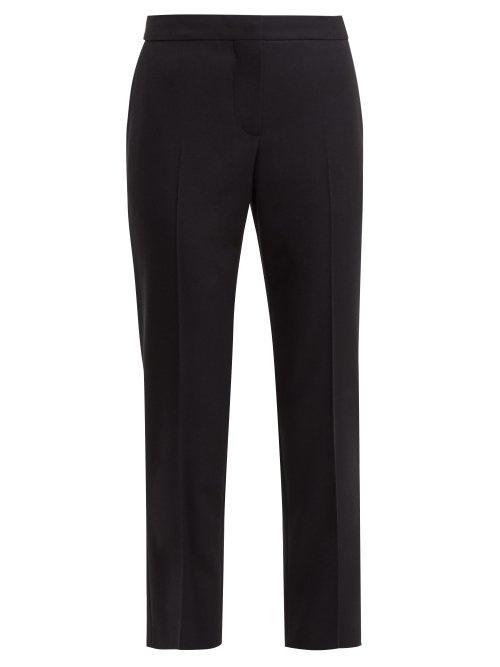 Matchesfashion.com Alexander Mcqueen - Cropped Grain De Poudre Wool Trousers - Womens - Navy