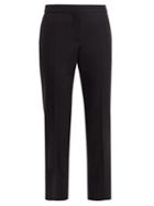 Matchesfashion.com Alexander Mcqueen - Cropped Grain De Poudre Wool Trousers - Womens - Navy