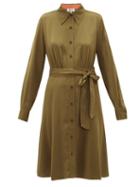 Matchesfashion.com Diane Von Furstenberg - Dory Silk-blend Crepe Shirt Dress - Womens - Khaki