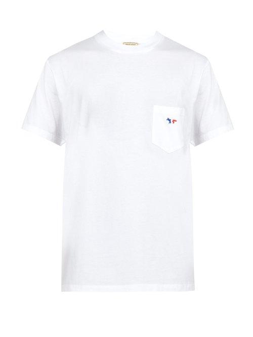 Matchesfashion.com Maison Kitsun - Tricolour Fox Patch Crew Neck Cotton T Shirt - Mens - White