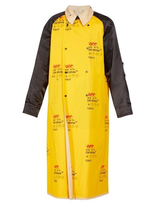 Matchesfashion.com Off-white - Logo Print Contrast Panel Trench Coat - Mens - Yellow Multi