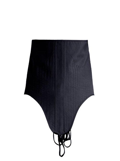 Matchesfashion.com Edward Crutchley - Lace Up Wool Blend Corset Belt - Womens - Navy