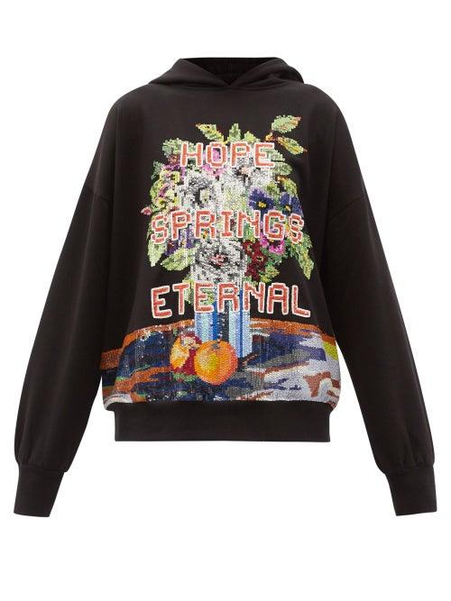 Matchesfashion.com Ashish - Hope Springs Eternal Sequinned Hooded Sweatshirt - Womens - Black Multi