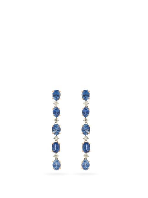 Matchesfashion.com Irene Neuwirth - Gemmy Gem Diamond, Sapphire & 18kt Gold Earrings - Womens - Blue White