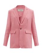 Ladies Beachwear Asceno - Azores Single-breasted Organic-linen Jacket - Womens - Dusty Pink